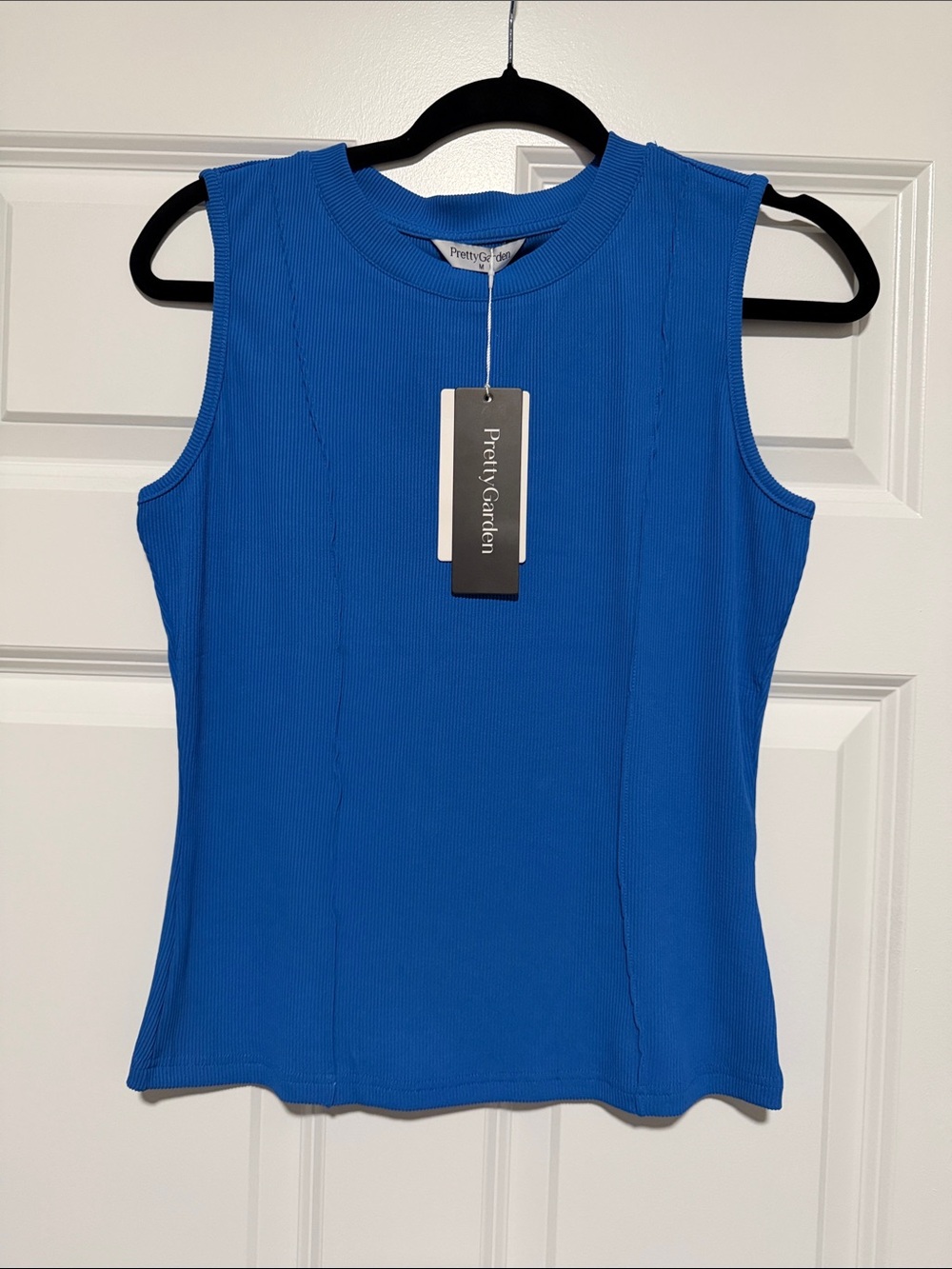 PrettyGarden Ribbed Sleeveless Tank Top - Cobalt Blue